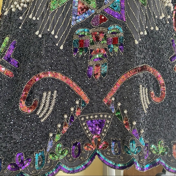 Vintage Beaded Bling Sequin Silk Fertlity Top - Picture 5 of 14